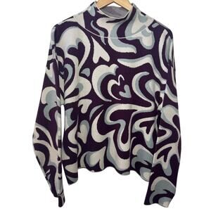 Anthropologie Maeve Sweater Women L Carys Sweater Mock Neck Plum Psychedelic